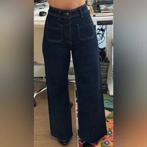 Zara high rise dark jeans, wide boot cut